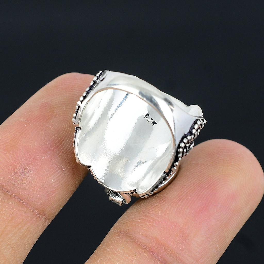 Mother Of Pearl Handmade 925 Sterling Silver Poison Ring Size 6.5 j1Y21