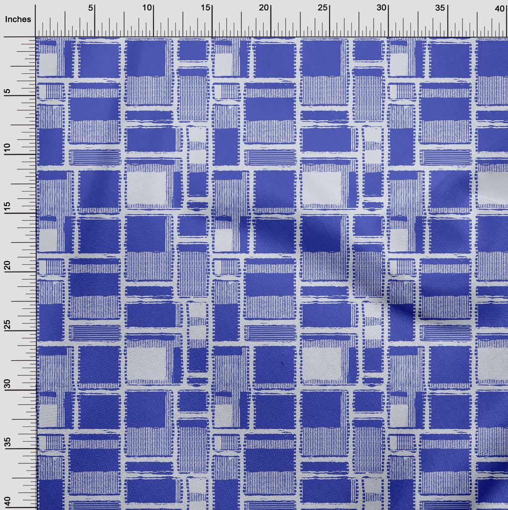 oneOone Baumwoll-Flex Blauer Stoff Geometrischer Kleiderstoff Bedruckter Stoff Meterware 40 Zoll