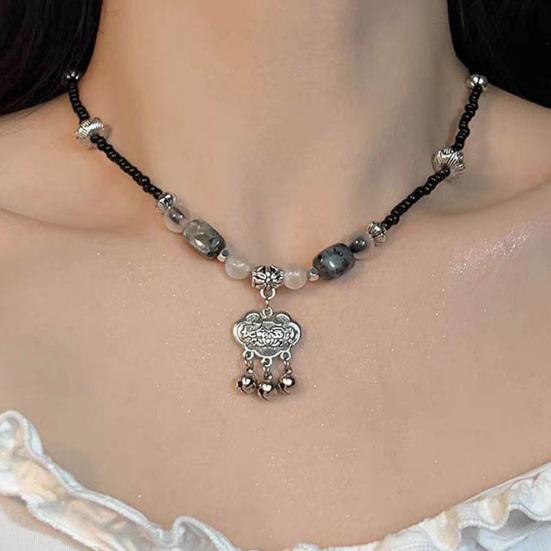 

Женское ожерелье в стиле ретро в китайском стиле из бисера в этническом стиле Safty Good Luck Регулируемая длина Цветочный декор Колье на шею Ювелирные изделия Аксессуар Hanfu