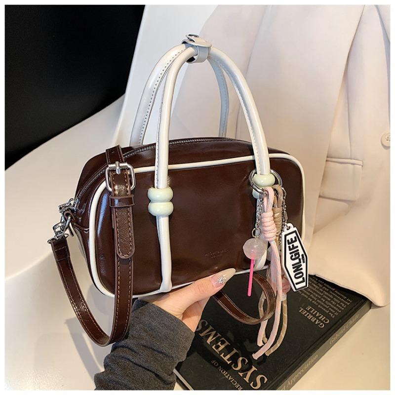 Fashionable and Simple Hand-held Bowling Bag, Color-matched Small Square Bag, Single-shoulder Crossbody Bag, Commuting Bag