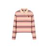 X Cute Town Collaboration Life Series Polo Neck Striped Color Block Loose Long Sleeve T-Shirt Women Tops 162548404-1