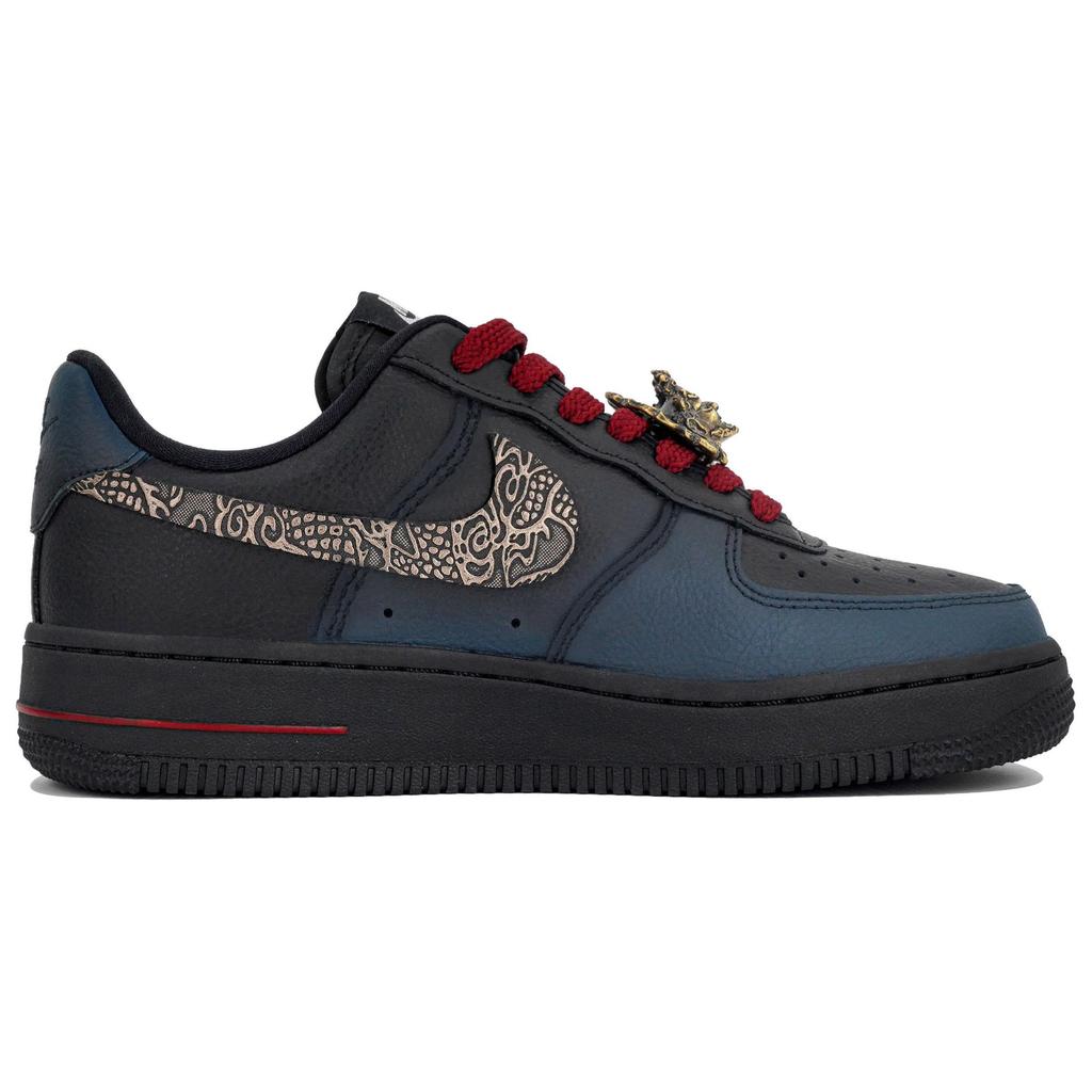 Nike Air Force 1 Slip Resistant Abrasion Resistant Low Top Skateboard Shoes Unisex Black Gold CW2288-001(Team113-S-BOX)