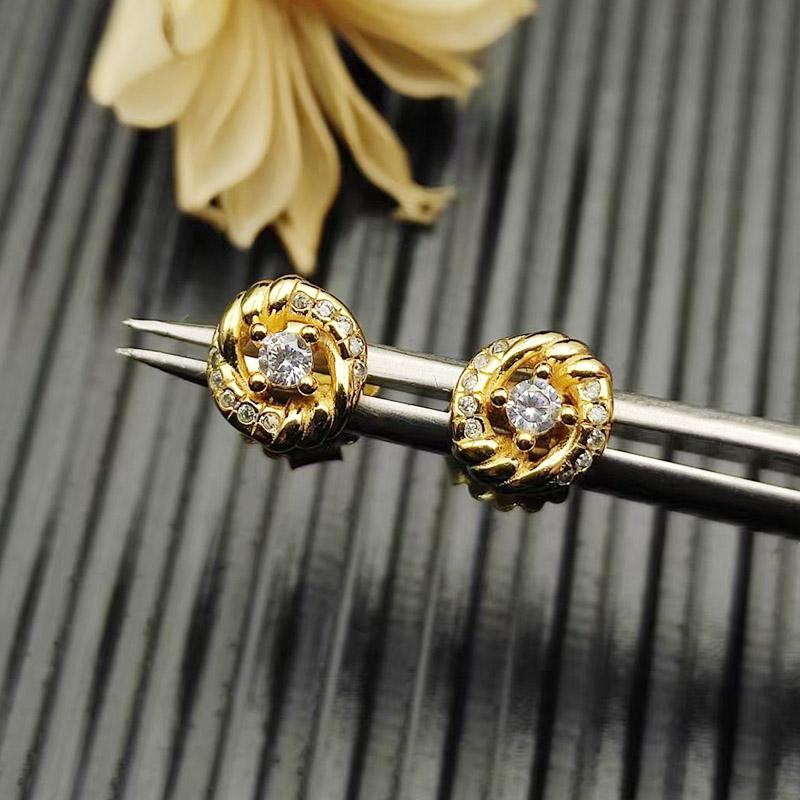 High Quality Classic Fashion Jewelry Wholesale Trendy David Yurm Sparkling Zircon 24K Gold Plated Original Logo Earrings Gift 1 чистый