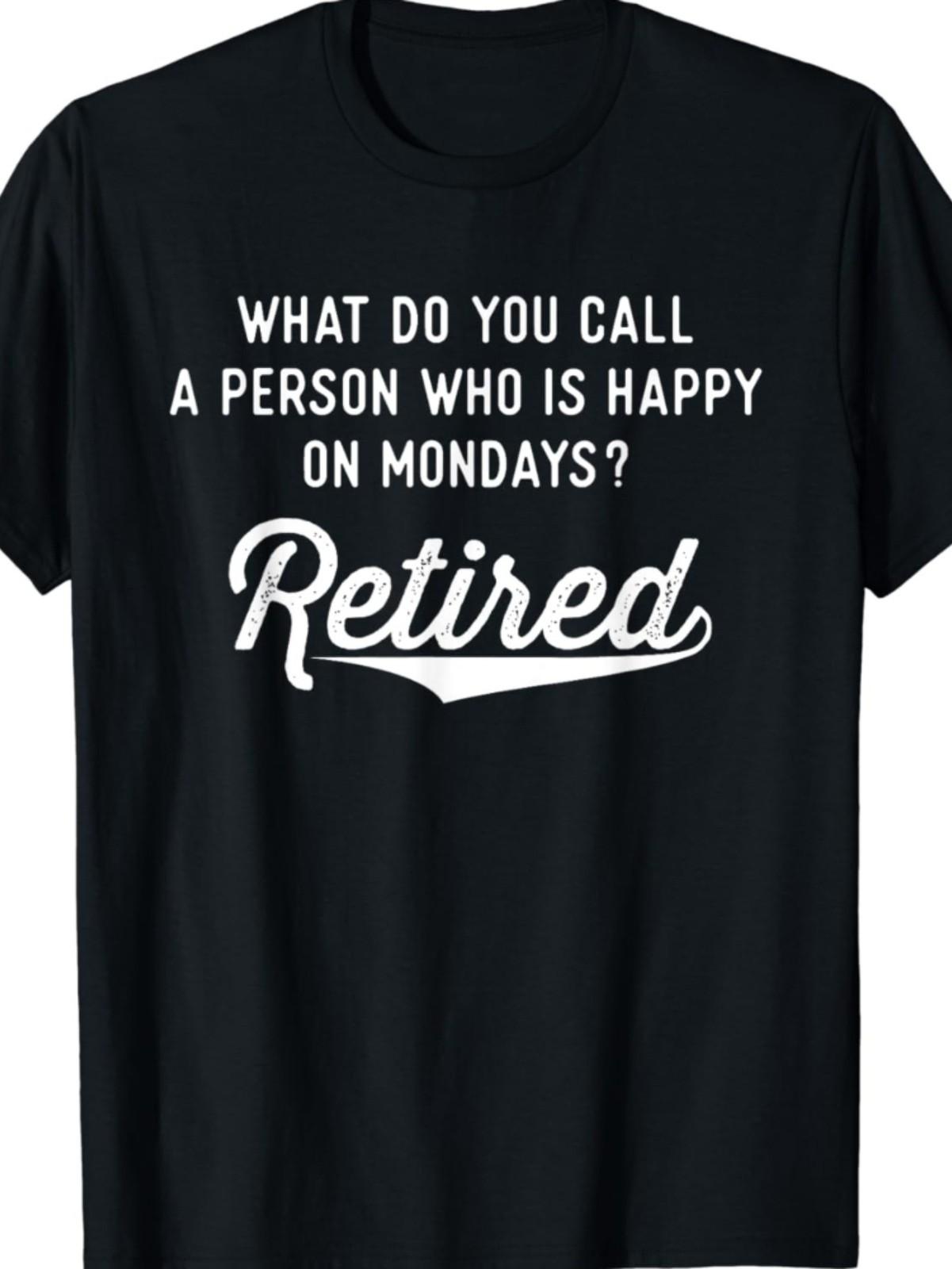 Printed Round Neck Short-sleeved T-shirt, Retired People A S