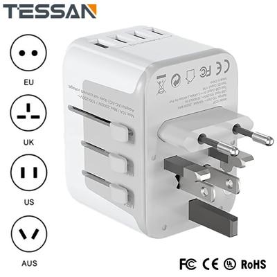 Tessan Adattatore da viaggio universale Caricatore da viaggio all-in-one con porte USB e caricatore da muro di tipo C per viaggi negli Stati Uniti, Regno Unito, AUS