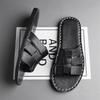 Men Slippers Handmade Simple Flats Brown Leather Sandals Black Summer Roman Sandals Open Toe Beach Shoes Plus Size