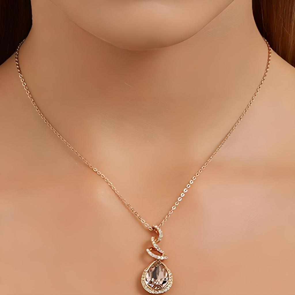 Swarovski Water Drop Spiral Necklace Women necklace Gold 5168983