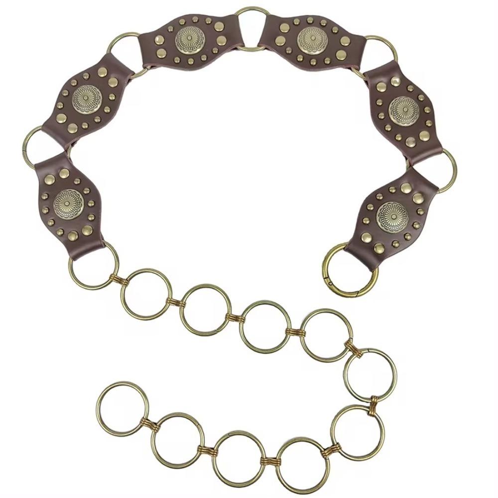 Luxury Design Punk Waistband Trendy Waist Strap Women Rivet Leather Belt