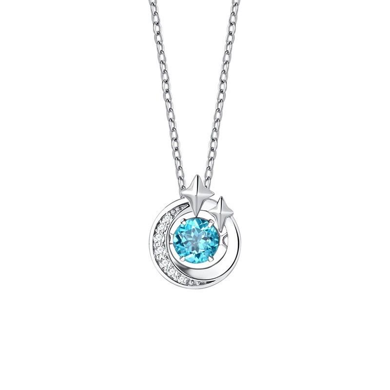 Inspired S925 Sterling Silver Necklace with Natural Topaz Pendant, Versatile & Lively Design for Women Sterling Silver