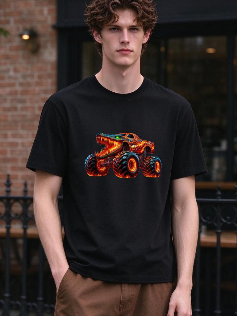 Unisex T-shirt Cool Monster Truck Printed Casual Soft Comfortable Summer Top