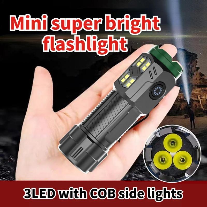 

Super Bright and Compact LED Flashlight Outdoor Camping Waterproof Fishing Light with 4 Modes Magnetic Rechargeable Lantern Green*1PC