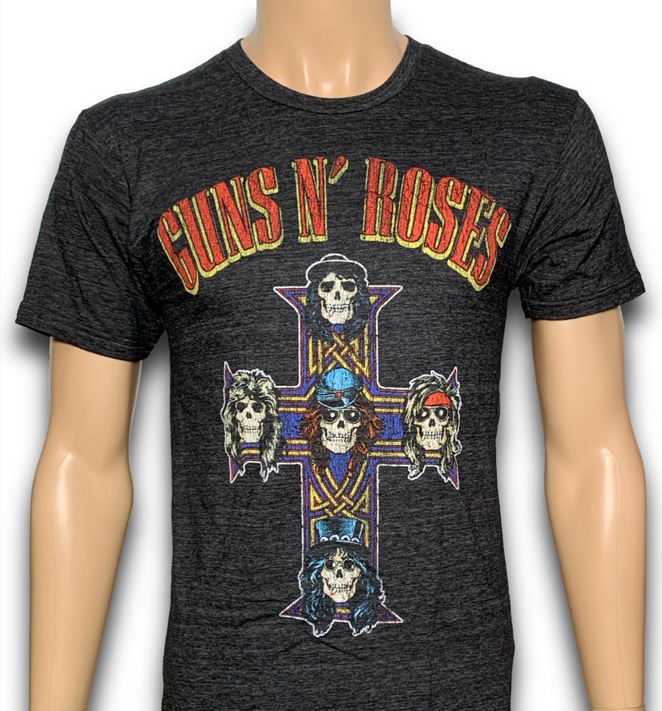 

Guns N Roses Distressed Cross Heather Black Brand New Officially Licensed Shirt Unisex T-Shirt XXXXL