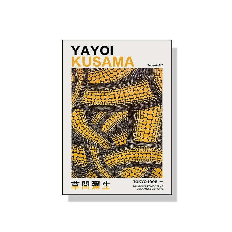 Yayoi Kusama Kunstausstellung Kürbisblume Wandkunst Poster Drucke Abstrakte Leinwandmalerei Bild für Modernes Zimmer Wohnkultur