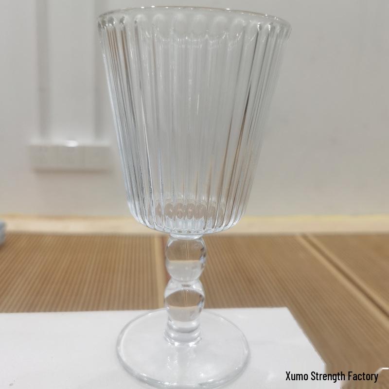 Ретро Французский Бессвинцовый Хрусталь Вертикальная Полоска Высокая Ножка Бокал для Вина
