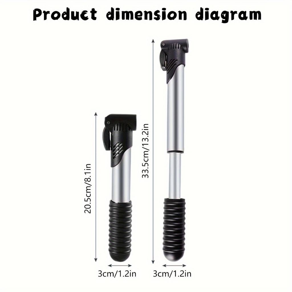 1 Set Portable Bike Pump with 2 Stainless Steel Ball Needles & 4 Presta to Schrader Valve Adapters for Bicycle Basketball Football Volleyball