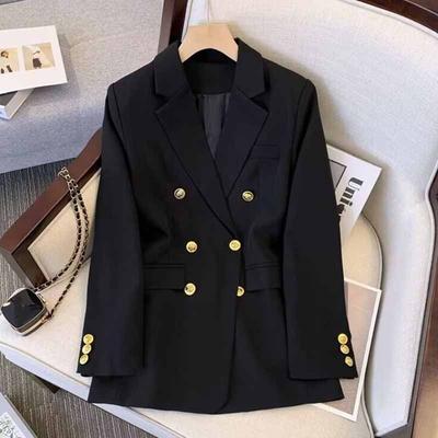 Office Lady Slim Blazer for Women Long Sleeve Coats Black Jackets Casual Outerwear