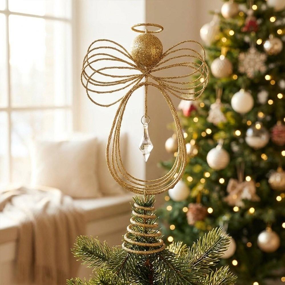 Sparkling Angel Tree Topper Reusable Xmas Tree Top Ornament  Party Decoration