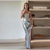 Vestidos de fiesta femeninos con espalda descubierta, sin mangas, con tirantes y purpurina, ajustados a la cadera para primavera y verano, vestido de noche