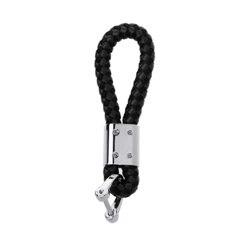 

Плетеный кожаный ремешок универсальный для брелока для автомобиля чёрный