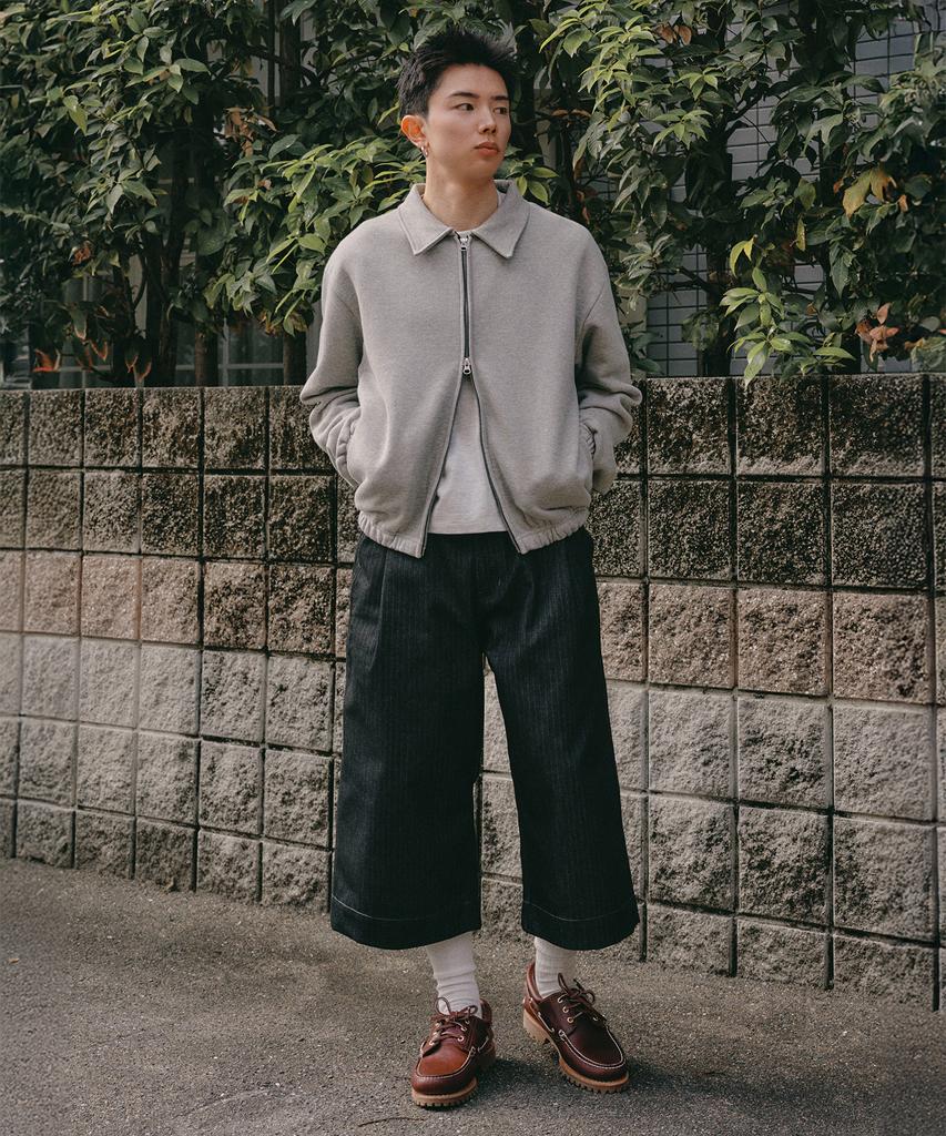 XERO Herringbone Oversized Cropped Denim Pants [Black]