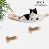 3pcs Wall-Mounted Cat Hammock & Scratching Post Set | Wooden Ladder Cat Shelf & Perch, Play & Rest Area for Multi-Cat Households