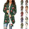 Damen Casual Weihnachtsdruck Langarm Strickjacke Pullover Mantel für Herbst Winter