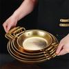 Hammered Stainless Steel Fry Pot Saucepan with 2 Ear Hot pot Dry Pots Seafood Fried Chicken Plate Korean Flat Kitchenware