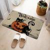 Welcome Halloween Doormat Retro Background Black Cat Pumpkin Print Floor Rug for Front Door Entrance Home Halloween Decor