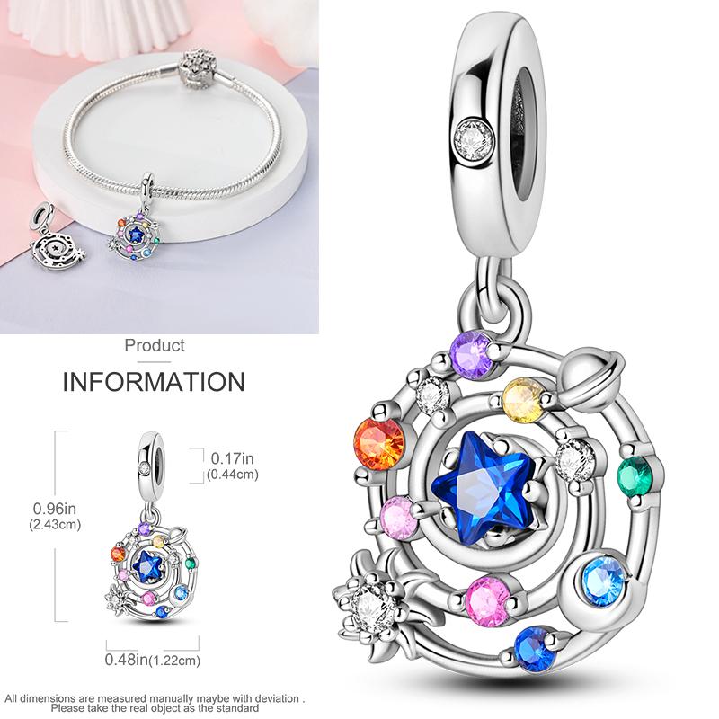 Charms Bead Copper Starlit Sky Moon Sun Earth Universe Charm Fit Bangle Bracelet Necklace Diy Jewelry