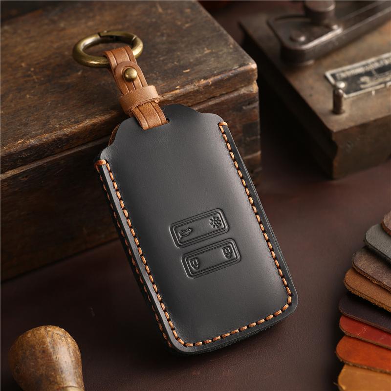 Leather Car Remote Key Cover Case Holder Shell Protector Styling Keyring Fob for Renault Captur Koleos Kadjar 2019 Accessories