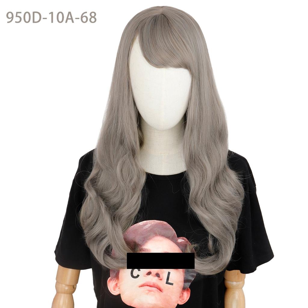 XINRAN Long Wavy Wigs for Black Women African American Synthetic Hair Pink Brown Wigs with Bangs Heat Resistant Wig