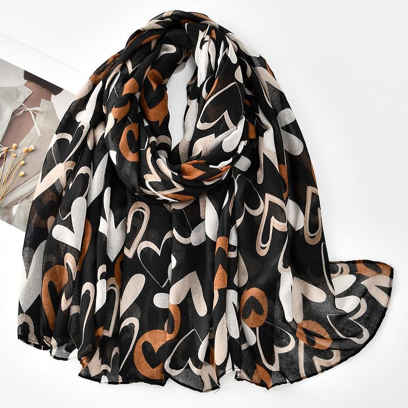 New Korean Version of Love Cotton Long Scarf Fashionable and Versatile Women's Scarf Soft and Comfortable Head Shawl