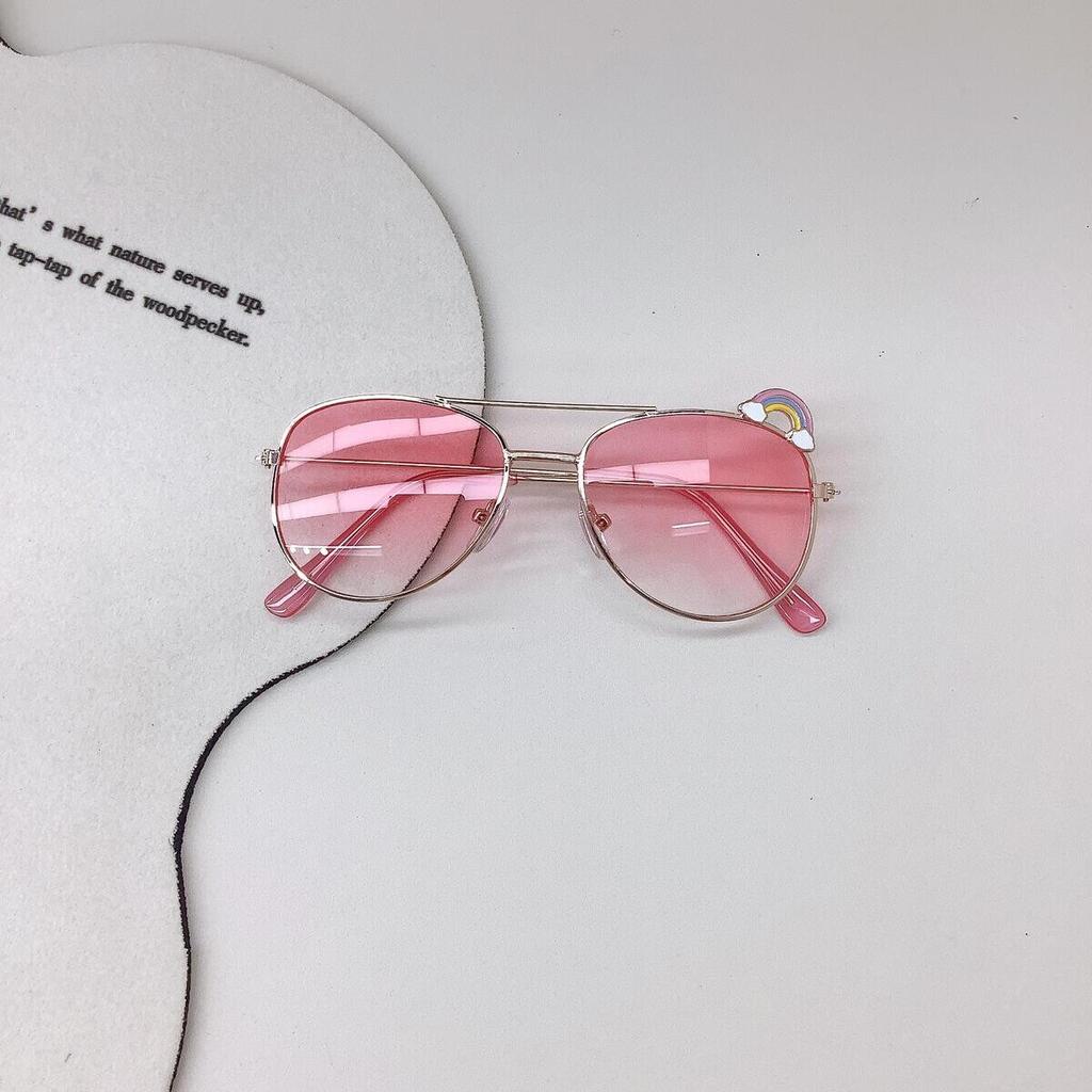 2025 Travel Sun Protection New Children's Personality Trendy Rainbow Cute Baby Sunglasses Retro Double Bridge Glasses