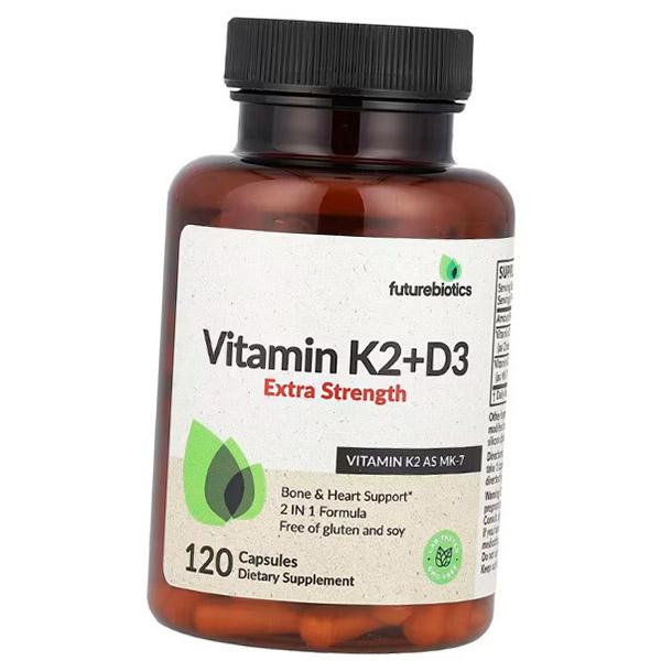 Vitamin K2 and D3, Vitamin K2 + D3 Extra Strength, FutureBiotics (36419005)