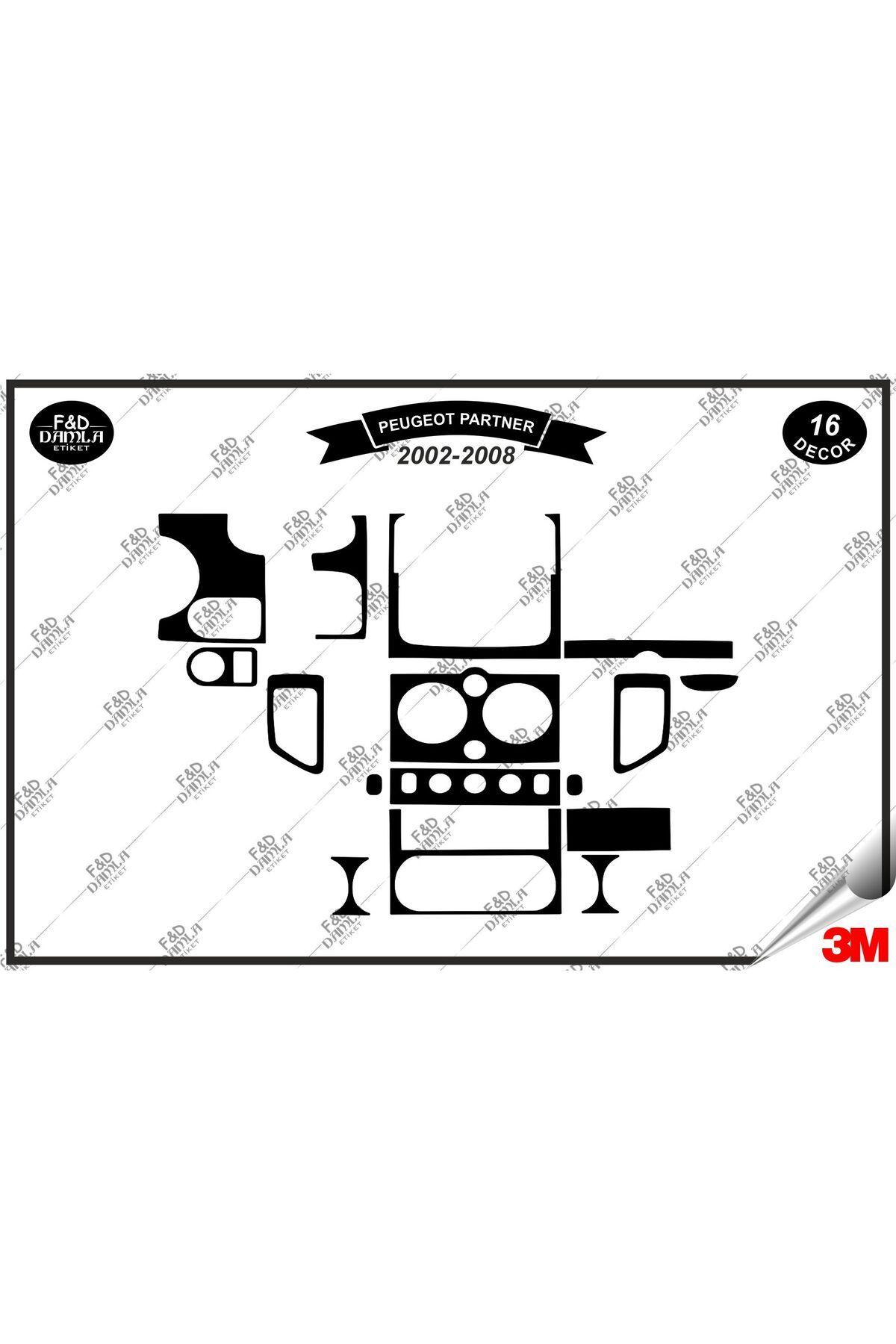 

Peugeot Partner 2002 -2008 Torpido Konsol Trim Göğüs Maun Kaplama Set 16 Parça Siyah