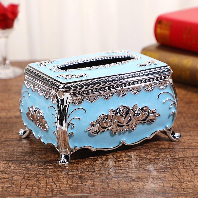 Facial Tissue Holder Embossed Rose Plastic Tissue Box Cover Tissue Dispenser for Living Room Home Household Kitchen Countertop