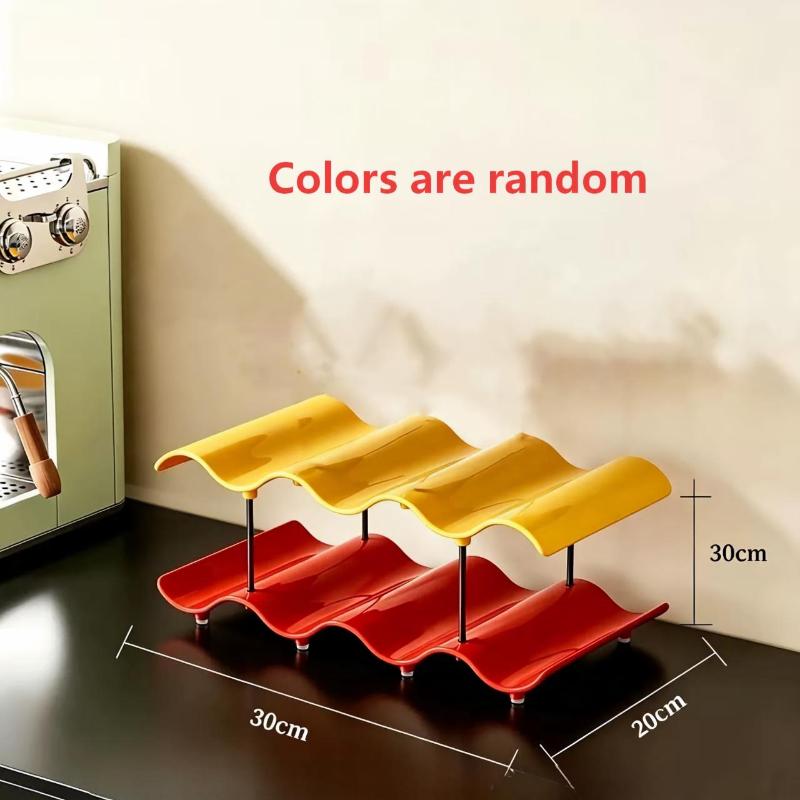 Multi-Layer Wave Cup Holder Colorful Mug Storage Rack Desktop Cup Organizer Kitchen Coffee Tea Glass Tabletop Drinkware Shelf