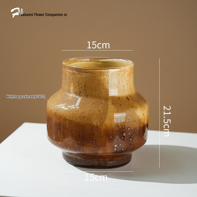 Latte Gradient Handmade Vintage Flower Vase for Light Luxury Living Room Decor