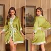 Yaoting Elegant Retro Chinese-Style Satin Nightgown for Women, Luxurious & Noble Home Bathrobe - Summer 3370.