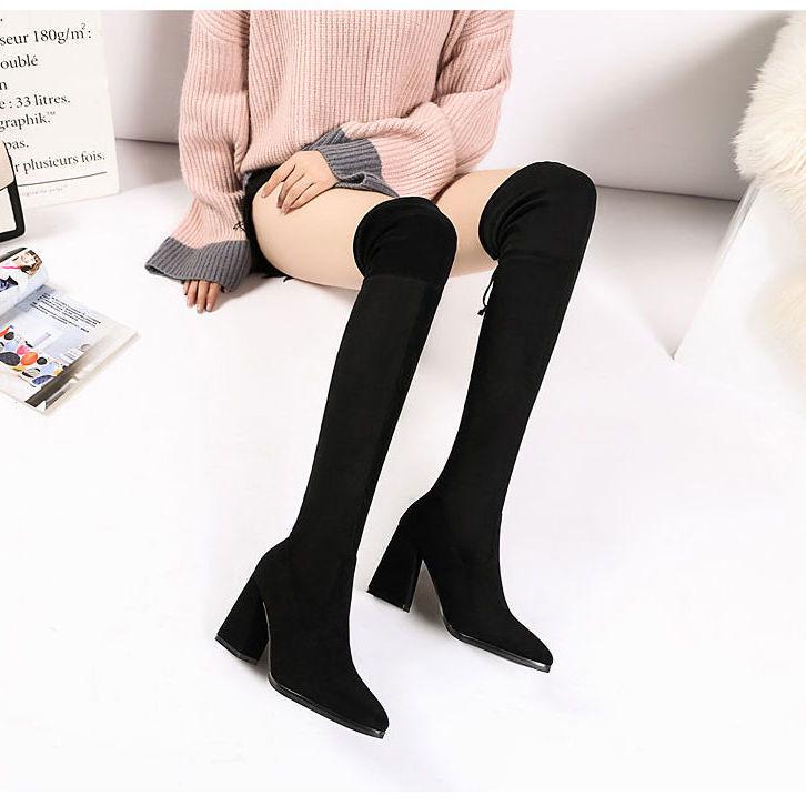 

Women s Chunky Heel Knee-High Boots - 2025 Autumn/Winter Collection Size 35