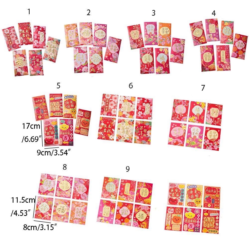 6Pcs/set Removable New Year Envelope Bag Cartooon New Year Red Packet Blessing Gift
