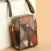 Crossbody Shoulder Bag Vintage Geometric Ladies Phone Bag Patchwork Colorblock Purses Double Layers Detachable Shoulder Strap Lady Purse Commute