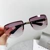 Outdoor Randlose Quadratische Sonnenbrille Damen Herren Bunt Minimalistisch Sonnenbrille Spiegel Farbverlauf Designer Marke Mode