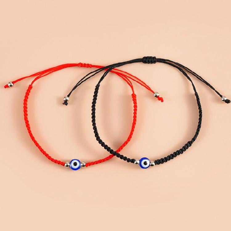 2 Pcs String for Evil Eye Bracelets for Women Men Black Black Red Hand Rope Brac