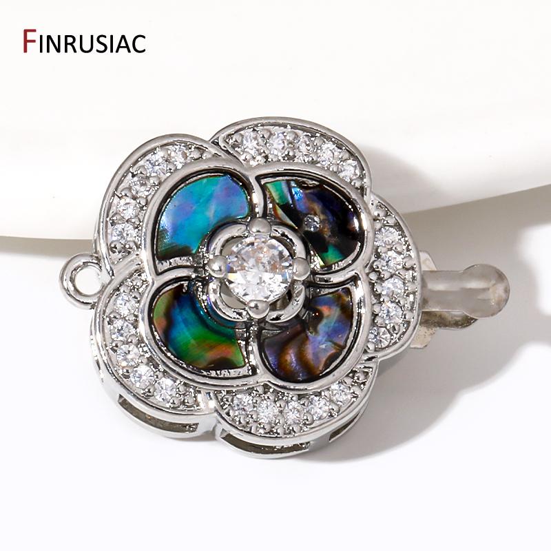 18K Gold Plated Zircon Pearl Necklace Clasps Fasteners,Shell Connector Insert Clasp Lock For DIY Jewelry Making Accessories