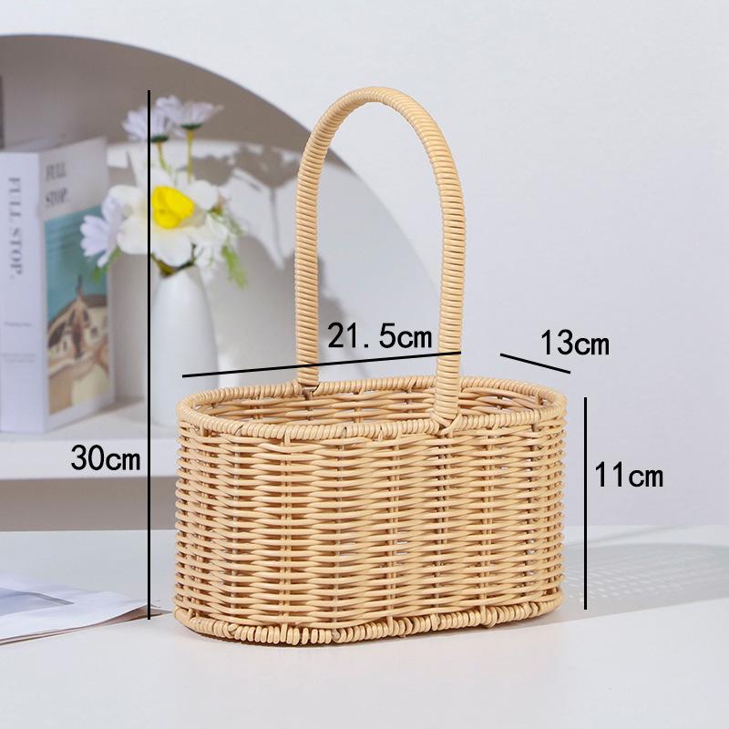 Handmade Imitation Rattan Picnic & Gift Basket with Iron Art Elements
