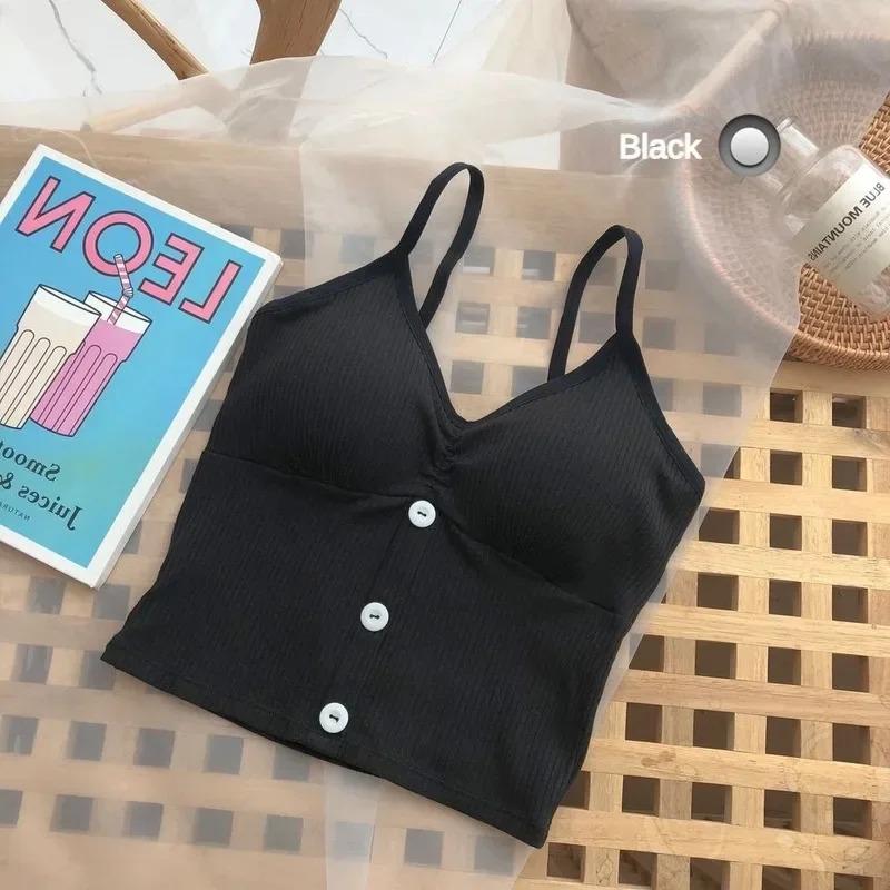 Summer Women Knitted Tank Top Sleeveless Strap Vest Sexy Female Knitting Solid Crop Top