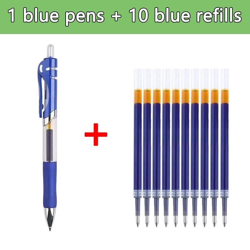 Ensemble de Stylos Gel 0,5 mm Noir Bleu Rouge Recharges Stylos à Bille Pointe Ogive Fournitures Scolaires et de Bureau Papeterie Accessoires Kawaii