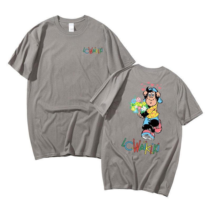 Lc Waikiki Opička s květinami Oboustranné grafické tričko Vtipná trička s opičkou Pánské Dámské Módní tričko Pánské s krátkým rukávem