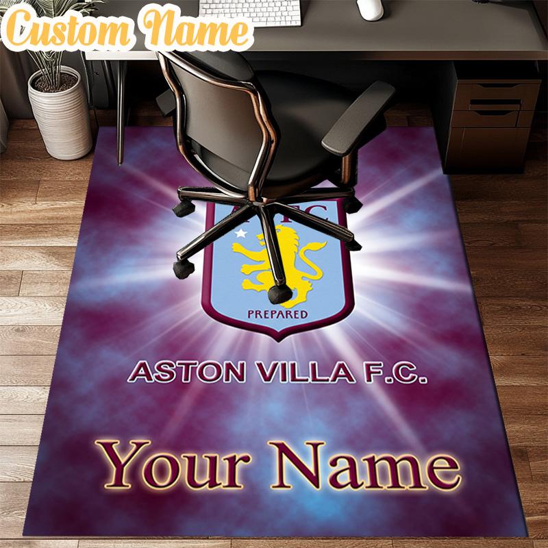 Custom Name Aston Villa Pride Rug Office Rug Chair Mat Non Slip Carpet Rugs for Bedrooms Dining Room Living Room Home Decor Gifts